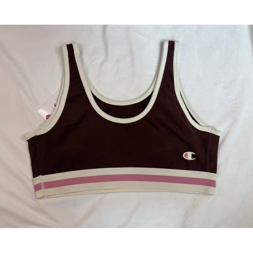 Champion Iconic Bra Top Medium Ruby Red Pink Stripe XL - Picture 3 of 3